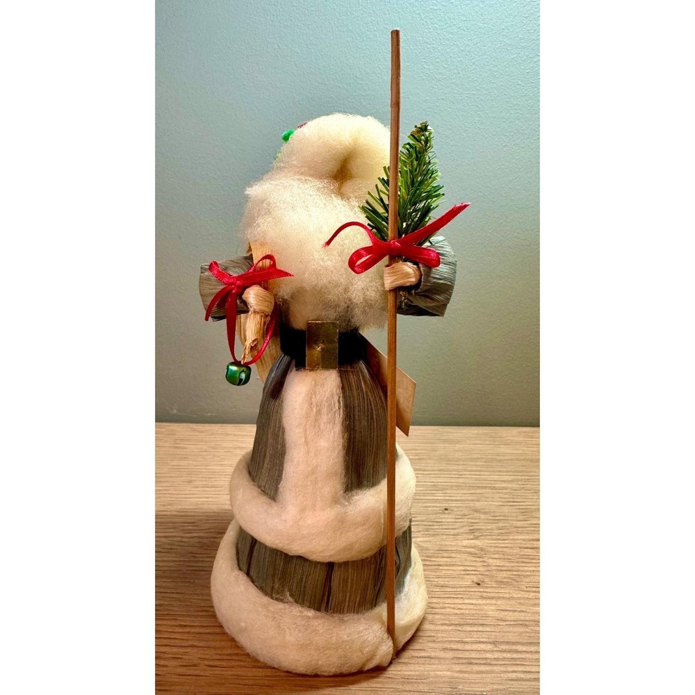 Handmade Corn Husk Santa Erlene Carter Mountain View AR Ozark Folk Art 9" VTG